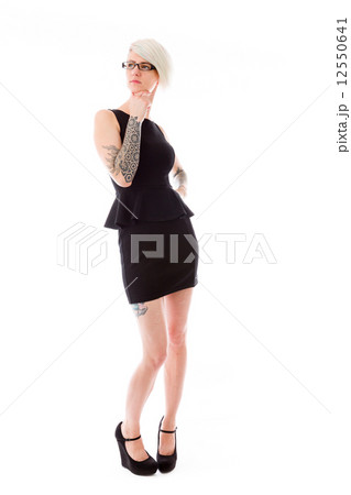 model isolated on plain background thinking 12550641