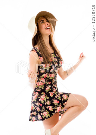model isolated on plain background victory confident 12550719