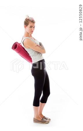 model isolated on plain background happy smiling arms crossed model isolated on plain background happy smiling arms crossed 12550829
