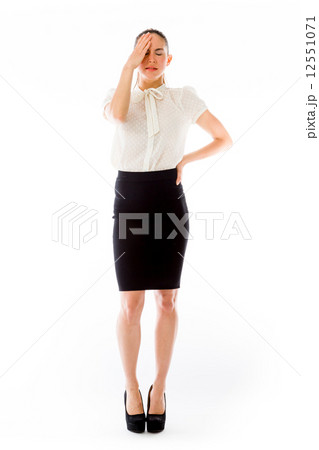 model isolated on plain background confused headache model isolated on plain background confused headache 12551071