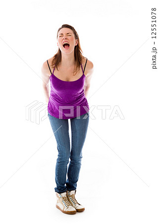 model isolated on plain background furious screaming 12551078
