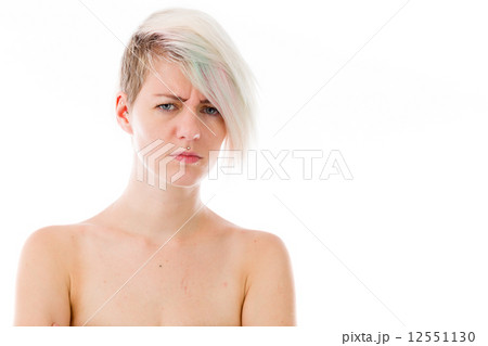 model isolated on plain background upset angry worried 12551130