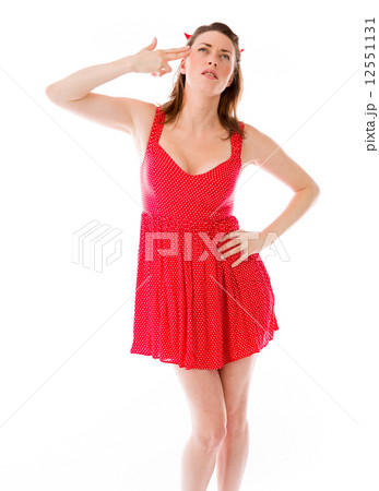 model isolated on plain background hand gesture gun 12551131