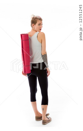 model isolated on plain background back turning around 12551245