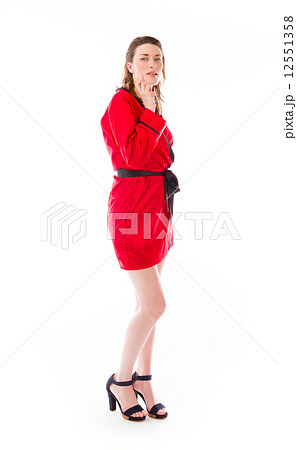 model isolated with fingers crossed for luck model isolated with fingers crossed for luck 12551358