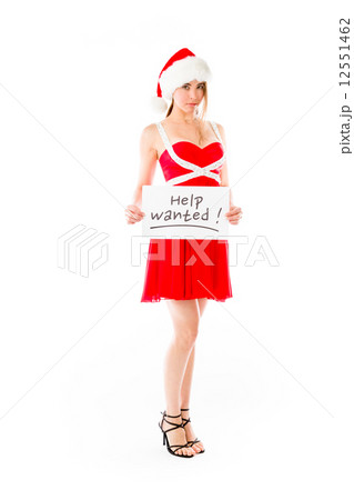model isolated on white holding a sign 12551462