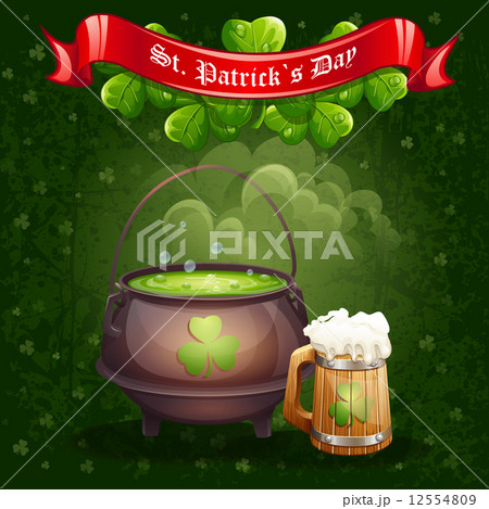 Greeting card for St. Patrick's Day with a mug of ale 12554809