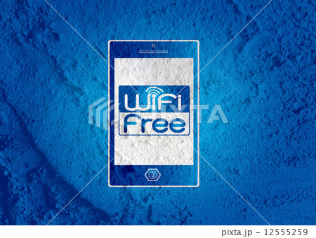Smart Phone with wifi on wall texture background 12555259