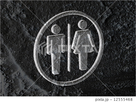 Restroom icon and Pictogram Man Woman Sign on Cement wall textur Restroom icon and Pictogram Man Woman Sign on Cement wall textur 12555468