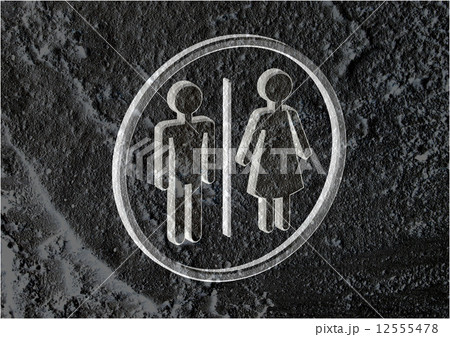 Restroom icon and Pictogram Man Woman Sign on Cement wall textur 12555478