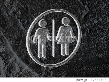 Restroom icon and Pictogram Man Woman Sign on Cement wall textur 12555482