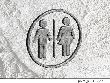 Restroom icon and Pictogram Man Woman Sign on Cement wall textur 12555483