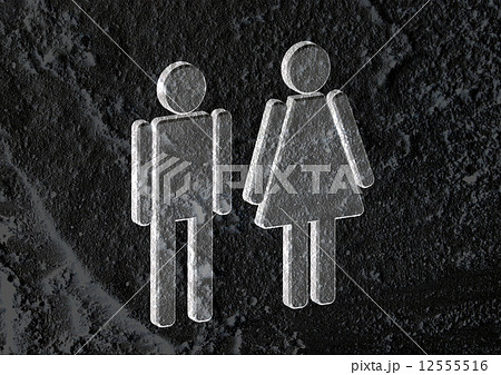 Restroom icon and Pictogram Man Woman Sign on Cement wall textur 12555516