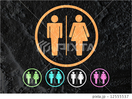 Restroom icon and Pictogram Man Woman Sign on Cement wall textur 12555537