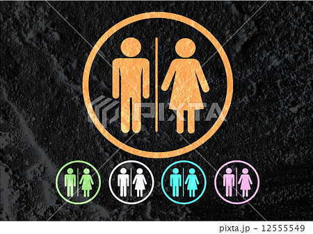 Restroom icon and Pictogram Man Woman Sign on Cement wall textur 12555549