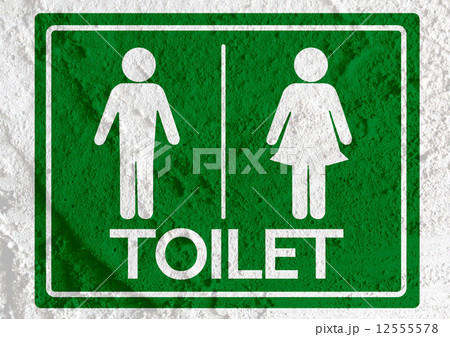 Restroom icon and Pictogram Man Woman Sign on Cement wall textur 12555578