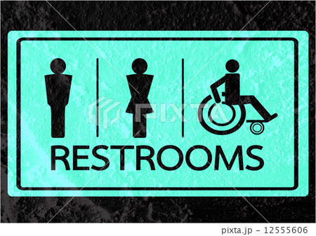 Restroom icon and Pictogram Man Woman Sign on Cement wall textur 12555606