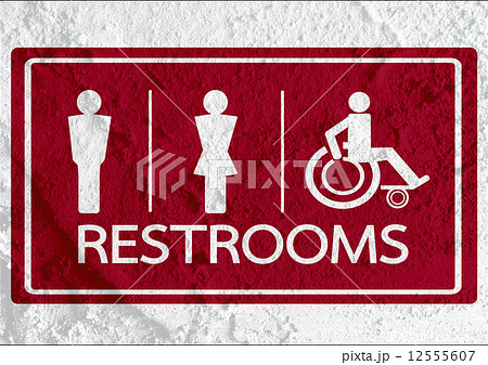 Restroom icon and Pictogram Man Woman Sign on Cement wall textur 12555607