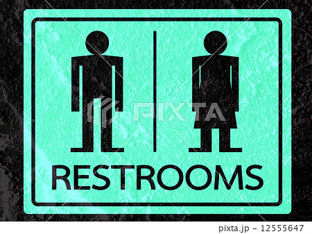 Restroom icon and Pictogram Man Woman Sign on Cement wall textur Restroom icon and Pictogram Man Woman Sign on Cement wall textur 12555647