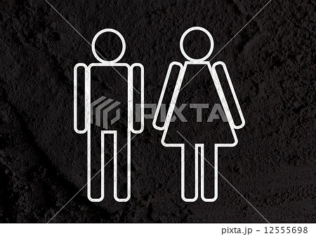 Pictogram Man Woman Sign icons on  wall texture background desig 12555698