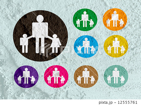 Pictogram Man Woman Sign icons on Cement wall texture background 12555761