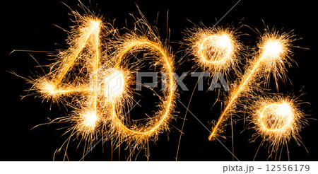 Sparkling inscription of 40% on a black Sparkling inscription of 40% on a black 12556179