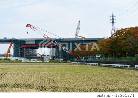 圏央道建設中 上越新幹線交差付近 2014年10月 12561571