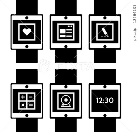 Black vector icons for smart watch 12564135