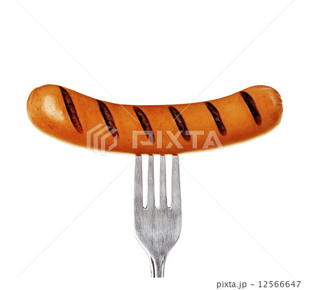Grilled sausage on a fork Grilled sausage on a fork 12566647