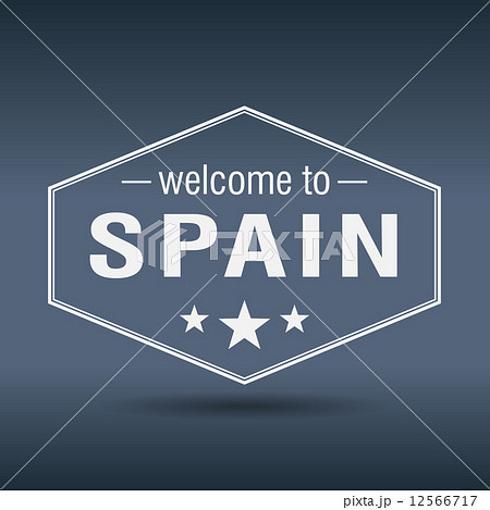 welcome to Spain hexagonal white vintage label 12566717