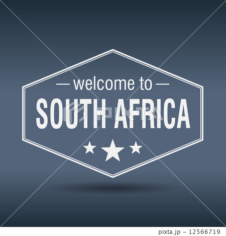 welcome to South Africa hexagonal white vintage label 12566719
