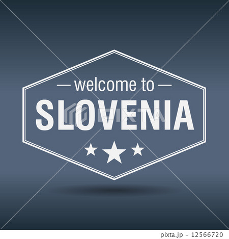 welcome to Slovenia hexagonal white vintage label 12566720