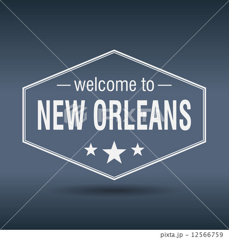 welcome to New Orleans hexagonal white vintage label 12566759