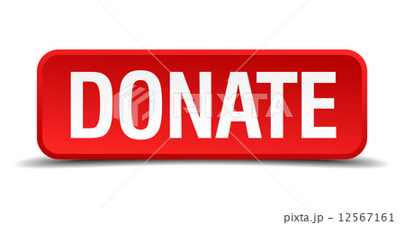 Donate red 3d square button isolated on white background 12567161