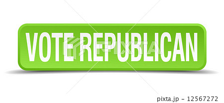 vote republican green 3d realistic square isolated button 12567272