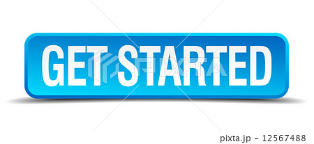 get started blue 3d realistic square isolated button 12567488