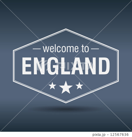 welcome to England hexagonal white vintage label 12567636