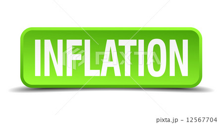Inflation green 3d realistic square isolated button 12567704