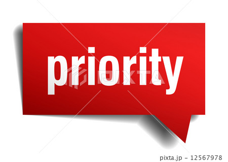 priority red 3d realistic paper speech bubble 12567978
