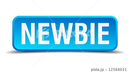 Newbie blue 3d realistic square isolated button Newbie blue 3d realistic square isolated button 12568031