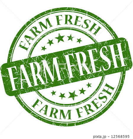 Farm fresh green round grungy vintage rubber stamp 12568595