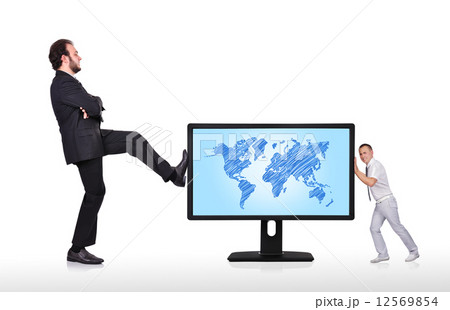 monitor with world map 12569854