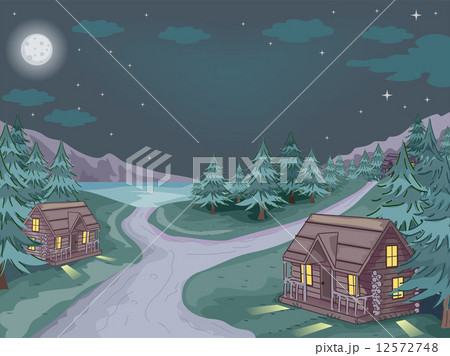 Cabin Village Night 12572748