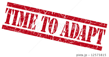 time to adapt red square grunge textured isolated stamp 12573815