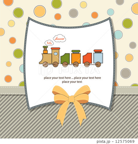 baby  shower card with toy train baby  shower card with toy train 12575069