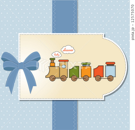 baby  shower card with toy train 12575070