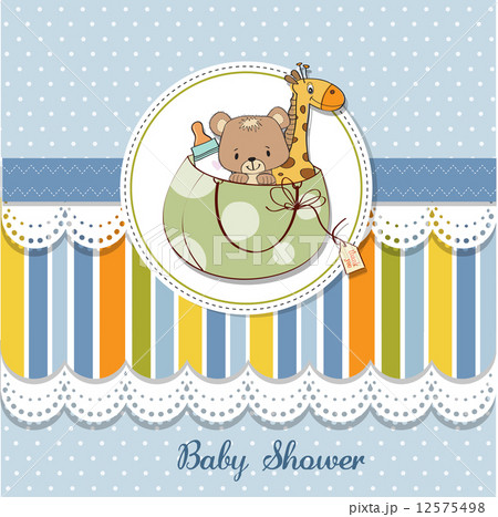 new baby announcement card with bag and same toys 12575498