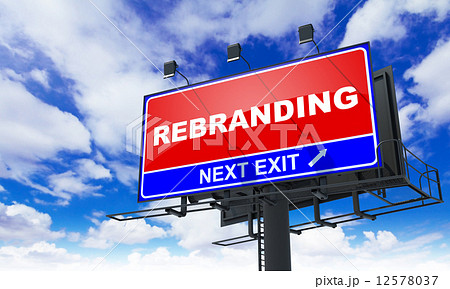 Rebranding Inscription on Red Billboard. 12578037