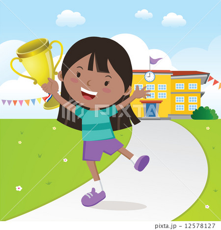 Girl holding gold trophy Girl holding gold trophy 12578127
