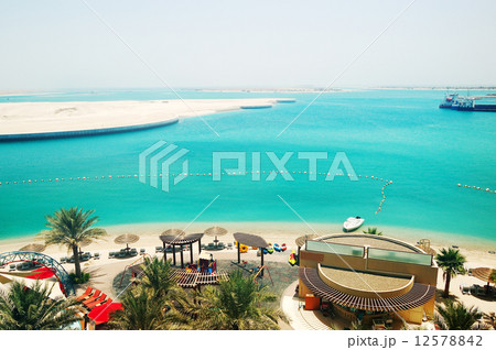The beach of the luxury hotel, Abu Dhabi, UAE The beach of the luxury hotel, Abu Dhabi, UAE 12578842